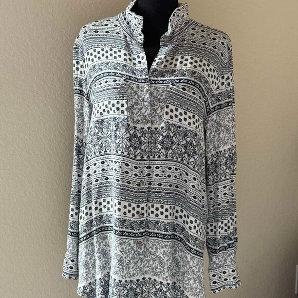 Vicente Tunic Shirt Womens Colorful Floral Print Top Long Sleeve Button Up S-z M - Picture 7 of 13